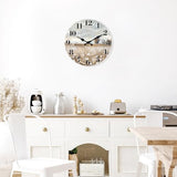 XFM Farmhouse Wall Clock Battery Operated 10 Inch Silent Non-Ticking Wooden Wall Clocks Country Flower Field Clock for Kitchen Living Room Bedroom Decor