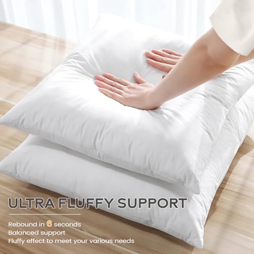 SAVORI Down Feather Throw Pillow Inserts 12x20 Euro Pillow Inserts, Soft Fluffy Throw Pillows with Cotton Cover, Decorative Throw Pillows for Couch Sofa Bed-White