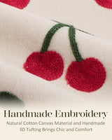 Embroidered Throw Pillow Cover 18x18 Inch, Little Cherry