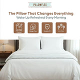 Pillowflex Synthetic Down Sleeping Pillows - Queen Size - Medium Firmness for Back, Side & Stomach Sleepers - Ideal for Queen Size Beds - Comfortable Pillow for Sleeping