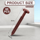 Blulu 60 Pcs 3 Inch Vinyl Shutter Fastener Window Panel Peg Lok Pin Pegs Screws Shutter Spikes Anchor (Burgundy Red)