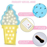 Mudder 2 Pcs Ice Cream Decor Wooden LED Night Light Romance Atmosphere Light Ice Cream Theme Party Lamps Battery Operated LED Night Lights for Spring Party Birthday Wedding(Blue-Yellow)