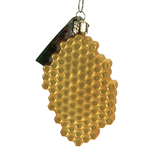 Old World Christmas Honeycomb Glass Blown Ornament for Christmas Tree, Handcrafted Holiday Decoration, Bee Collection