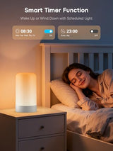 RGBICWW Smart Table Lamp, Touch Bedside Lamp with App Control, LED Desk Lamp with Music Sync, 30+ Scenes & 16M Colors, Color Changing Lamp for Bedroom Living Room Gaming Dimmable Night Light, White