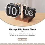 VBESTLIFE Retro Digital Flip Down Clock, Battery Powered Internal Gear Operated Clock, Classic Mechanical, Black Walnut Base, for Home & Office Decor(Black)