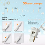 Christmas Lights Clear White 50 Count, 13ft Incandescent Mini String Lights Plug in Warm White with White Wire for Mantle Christmas Tree Indoor Outdoor Xmas Wedding Party Decorations