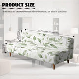 Green Leaves Futon Cover Stretch Armless Futon Couch Cushion Cover Washable Non-Slip Sofa Bed Slipcover with Elastic Bottom for Home Indoor Living Room Furniture Protector