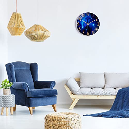Lafocuse 12 Inch Silent Non Ticking Glass Blue Wall Clock for Living Room Decor, Kitchen Wall Clocks Battery Operated Decorative for Bedroom Office