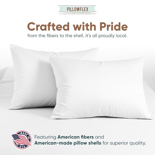 Pillowflex Synthetic Down Sleeping Pillows - Queen Size - Medium Firmness for Back, Side & Stomach Sleepers - Ideal for Queen Size Beds - Comfortable Pillow for Sleeping