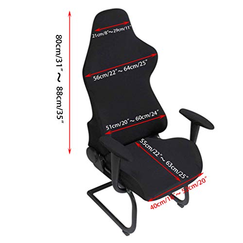 BTSKY Ergonomic Office Computer Game Chair Slipcovers Stretchy Polyester Covers for Reclining Racing Gaming Gaming Chair Black (No Chair)