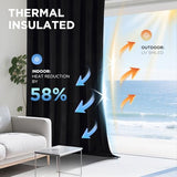Joydeco 100% Blackout Velvet Curtains 84 Inch, Luxury Thermal Insulated Black Velvet Curtains for Bedroom Living Room, Soundproof Blackout Window Drapes, Rod Pocket & Back Tab (52W x 84L)