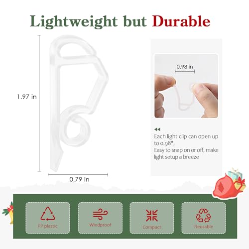 MEILIDY Christmas Light Clips, Plastic Gutter Clips, Clear, 100 Pcs | Weatherproof, Compact Discreet Look, Suitable for Hanging Outdoor Holiday Seasonal String Lights