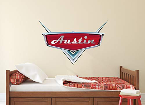 Personalized Cars Name Wall Decal - Kids Room Racing Cartoon Sticker - Removable Race Car Wall Decoration for Bedroom, Classroom, Playroom
