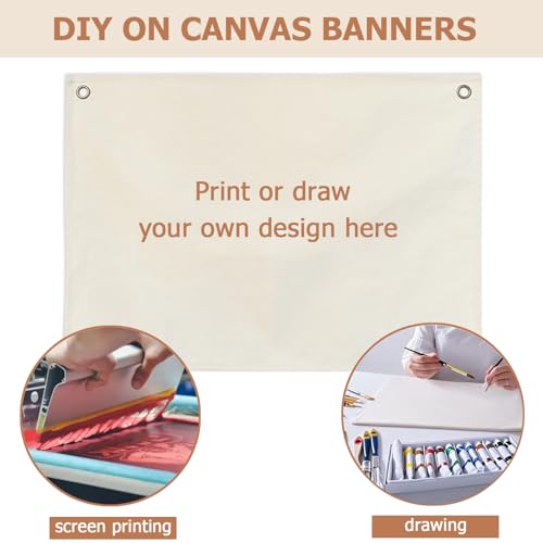 Canvas Banner Hanging Flag Banner for Nursery and Playroom Wall Décor for Kids Trendy Room Décor for Boys and Girls (Blank)