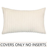 UGASA Velvet 12x20 Inch Lumbar Throw Pillow Cover, Both Sides Corduroy Striped, Soft Solid Decorative Rectangular Cushion Case for Couch/Bedroom/Car, 1 Piece, Cream