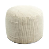 Round Stuffed Pouf Ottoman (Beige, 20" D x 20" W x 15" H)