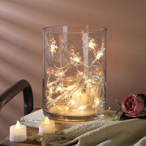 6" Wide 8" High Large Hand Blown Sturdy Clear Cylinder Glass Vase, Centerpiece Flower Vase for Rose, Tulip, Boquets, Hurricane Candle Holder (1, 6"x8")