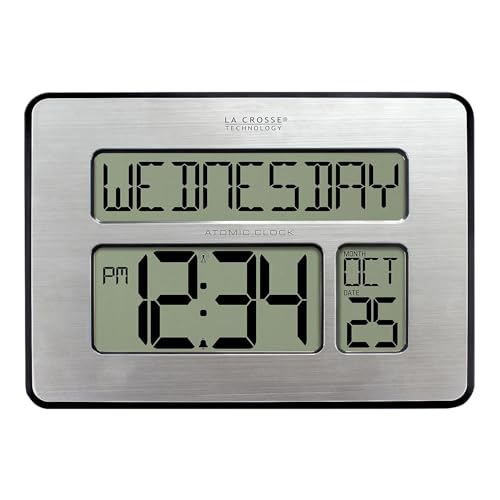 La Crosse Technology Atomic Wall/Table Clock, Metal, 7.5-inch H x 9.75-inch W x 1-inch D (513-1419) (513-1419-INT)