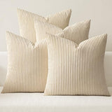 MIULEE Soft Corduroy Decorative Throw Pillow Covers Beige 18x18