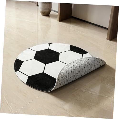 Round Soccer Rug : Soft Fuzzy Football Rug for Boys Bedroom Decor - Non-Slip Washable Kids Area Carpet / 31 Inch Small Plush Floor Mat for Playroom Nursery Dorm Cave