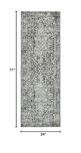 Boho Black 2x6 Runner Rug for Hallway, Washable Kitchen Runner Rug Non Slip Bathroom Runner, Vintage Medallion Non-Shedding Soft Carpet for Kitchen Bedroom Entryway
