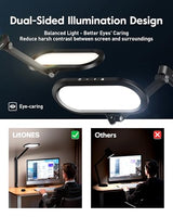 LED Desk Lamp for Home Office, Eye-Care Dual-Side Desk Light with Clamp and Stepless Knob Remote, 50 Lighting Modes, Memory, Adjustable Arm Clamp on Light for Video Conference, Zoom Call, Study