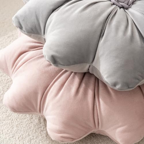 Flower Pillow Cushion Round Decorative Throw Pillow 15.7 Velvet Flower Shaped Pillow for Sofa Couch Vanity Chair Bed