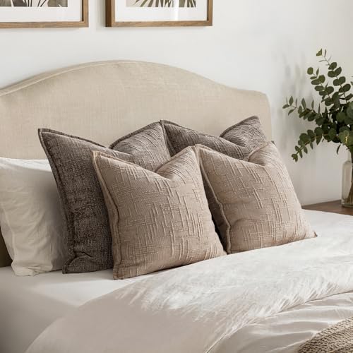 MIULEE Slubby Textured Decorative Throw Pillow Covers Oatmeal 20x20