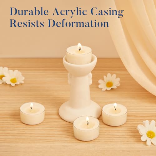 Crenovo Tea Lights Candles 100 Pack, Natural Soy Wax Tealights Candles Bulk 6 Hours Non-Toxic, Long Burning, Unscented Small Votive Cup Candles for Wedding, Party, Dinner, Emergency