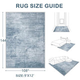 Area Rugs 9x12 Living Room: Washable Rug Modern Abstract Large Rugs Soft Non Slip Neutral Rug Stain Resistant Indoor Carpet for Bedroom Kitchen Dining Room Table Nursery Home Office Rugs(Blue,9'x12')