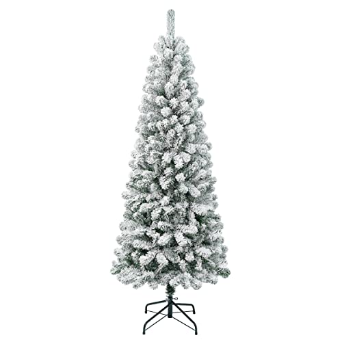 National Tree Company 6 ft Unlit Flocked Acacia Medium Artificial Christmas Tree, 512 Tips, Includes Stand, Green