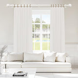TKZTKZ White Curtain Rods for Windows 36 to 88:Boho Wooden Curtain Rod for Bedroom Livingroom Farmhouse 1 Inch Heavy Duty Adjustable Curtain Rod with Imitation Wood Grain Easy Install,Antique White