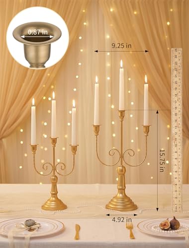 Romadedi Candelabra Gold Candlestick Holders, 15.7 in