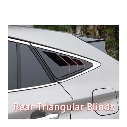 Compatible For Toyota Harrier Venza 2022 Car Rear Side Window Triangle Shutter Cover Trims Louver Decorative Sticker ABS Exterior Accessory(GlossyBlack Red Edge)