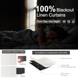 Cream Linen Blend Blackout Curtains 84 Inch Long 2 Panel Back Tab Thermal Insulated Light Blocking Curtain for Living Room Black Out Drape for Bedroom Neutral Rustic Farmhouse 52x84 Length Ivory White