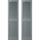 12 in. W x 34 in. H Builders Edge, TailorMade Cathedral Top Center Mullion, Open Louver Shutters, Includes MaSChing Installation Spikes (Per Pair), 419 - Storm Cloud