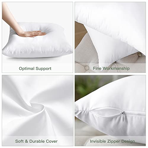 OTOSTAR Pack of 4 Throw Pillow Inserts, 18 x 18 Square Cushion Inner Soft Fluffy Plump Stuffer Cushion Pads White Decorative Pillow Inserts