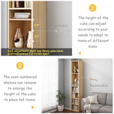 IOTXY Small Narrow Corner Bookcase - 71 Inches Tall Gap Freestanding Storage Cabinet, 8 Lattices Open Shelves Tower Rack, Cubes Bookshelf in White
