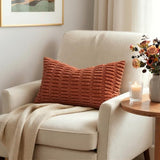 MIULEE Fall Lumbar Corduroy Decorative Throw Pillow Covers 12x20 Rust