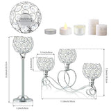 Silver 5 Arm Metal Crystal Tea Light Candle Holder, Elegant Wedding Table Centerpiece Candle Holder, Christmas Wishing Crystal Bowl Candle Holder Suitable for Wedding Party Living Room Decoration
