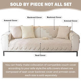 Cotton Quilted Dog Couch Cover for Sofa Farmhouse Rustic Embroidery Sectional Couch Cover Soft Anti-Slip Sofa Slipcover Furniture Protector for Kids, Pets (Khaki,28"x28")