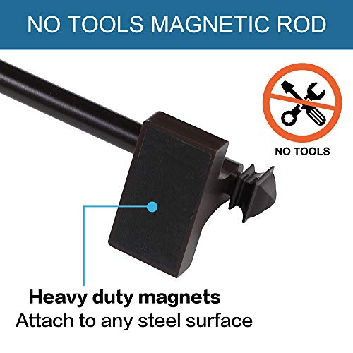 H.VERSAILTEX 2 PACK Magnetic Curtain Rods for Metal Doors Multi-Use Rods for Small Windows Cafe Sidelight and Iron Steel Places, Tool Free with Square Finials (Adjust from 16 to 28 Inch, Cocoa)