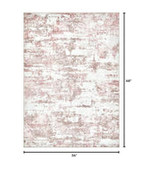 3x5 Runner Rug, Abstract Washable Hallway Rugs, Pink