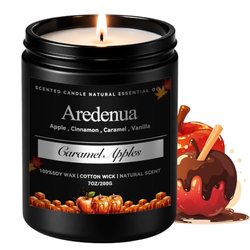 Fall Candles, Caramel Apple Scented, Autumn Seasonal Candle for Fall