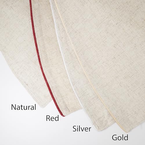 SARO LIFESTYLE Linen Christmas Tree Skirt – Toscana Collection – Natural Solid Edge – Classic Holiday Farmhouse Décor, 56", Natural