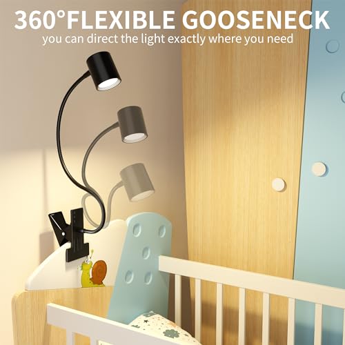 Dott Arts Desk Lamp,USB Clip On Light,Book Lights for Reading at Night,3 Color Modes,10 Brightness Clamp Lights,360° Gooseneck LED Reading Light for Books in Bed,Eye-Care for Home Office,Headboards
