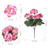 Artificial Geranium Fake Flowers for Outdoors Decoration, 6 Bundles Silk Geraniums Pink Flower UV Resistant Look Real Faux Plants for Outside Planter Front Door Garden Porch Patio Balcony Yard Home