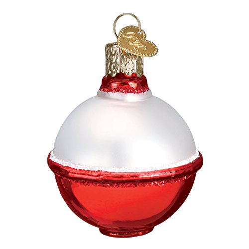 Old World Christmas Fishing Bobber Glass Blown Ornament for Christmas Tree, Handcrafted Holiday Decoration, Fisherman Collection