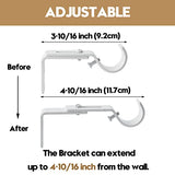 AddGrace Adjustable Curtain Rod Bracket Fits up to 1 inch Curtain Rod Sturdy Premium Brackets for Wall Set of 2 White