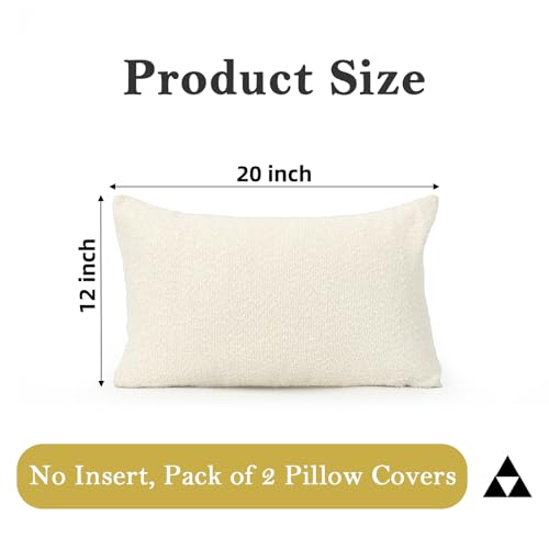 Boucle Throw Pillow Covers 12x20 inch Cream